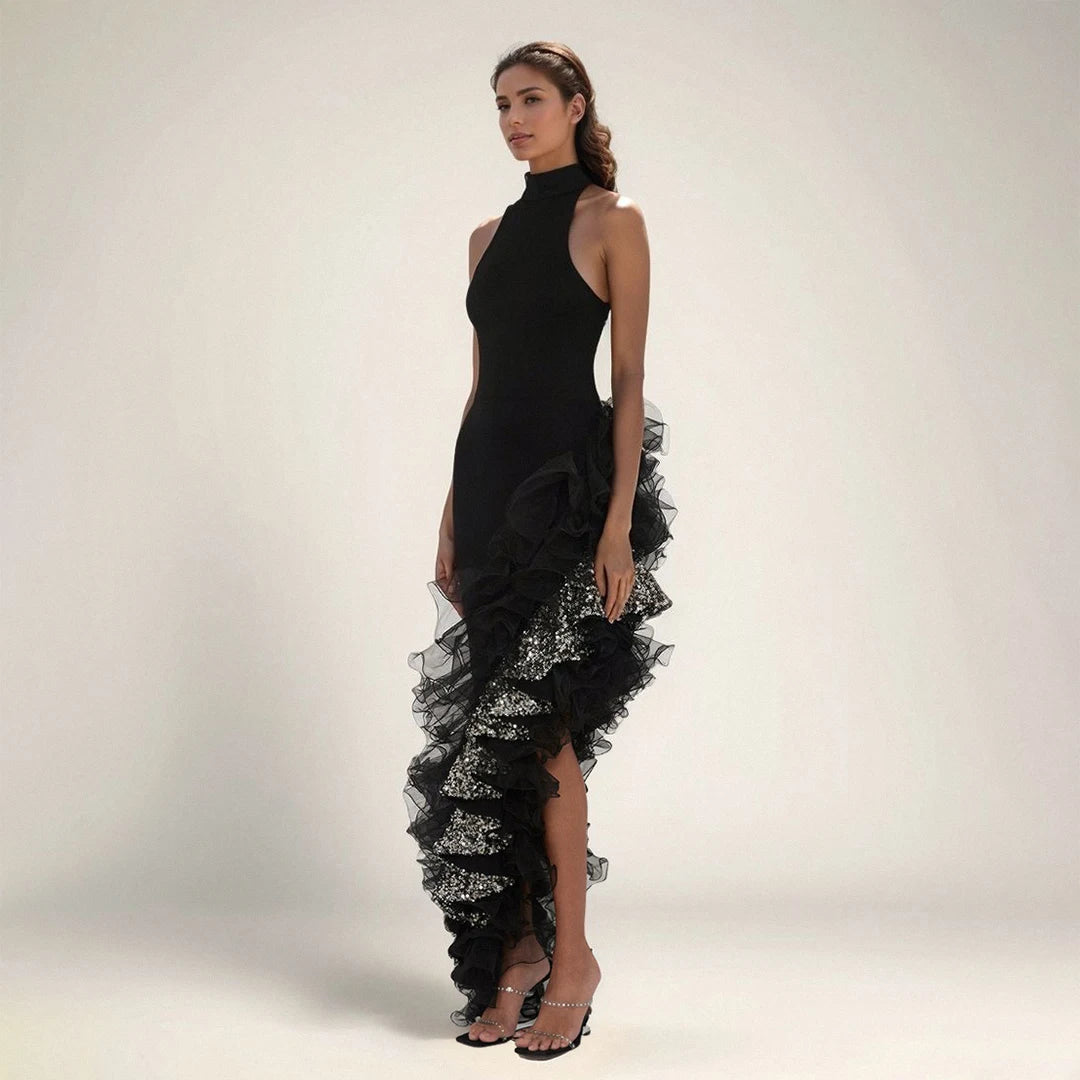 High Quality Women Sexy Off the Shoulder Bodycon Long Bandage Ruffles Dress Celebrate Evening Party Birthday Outfit