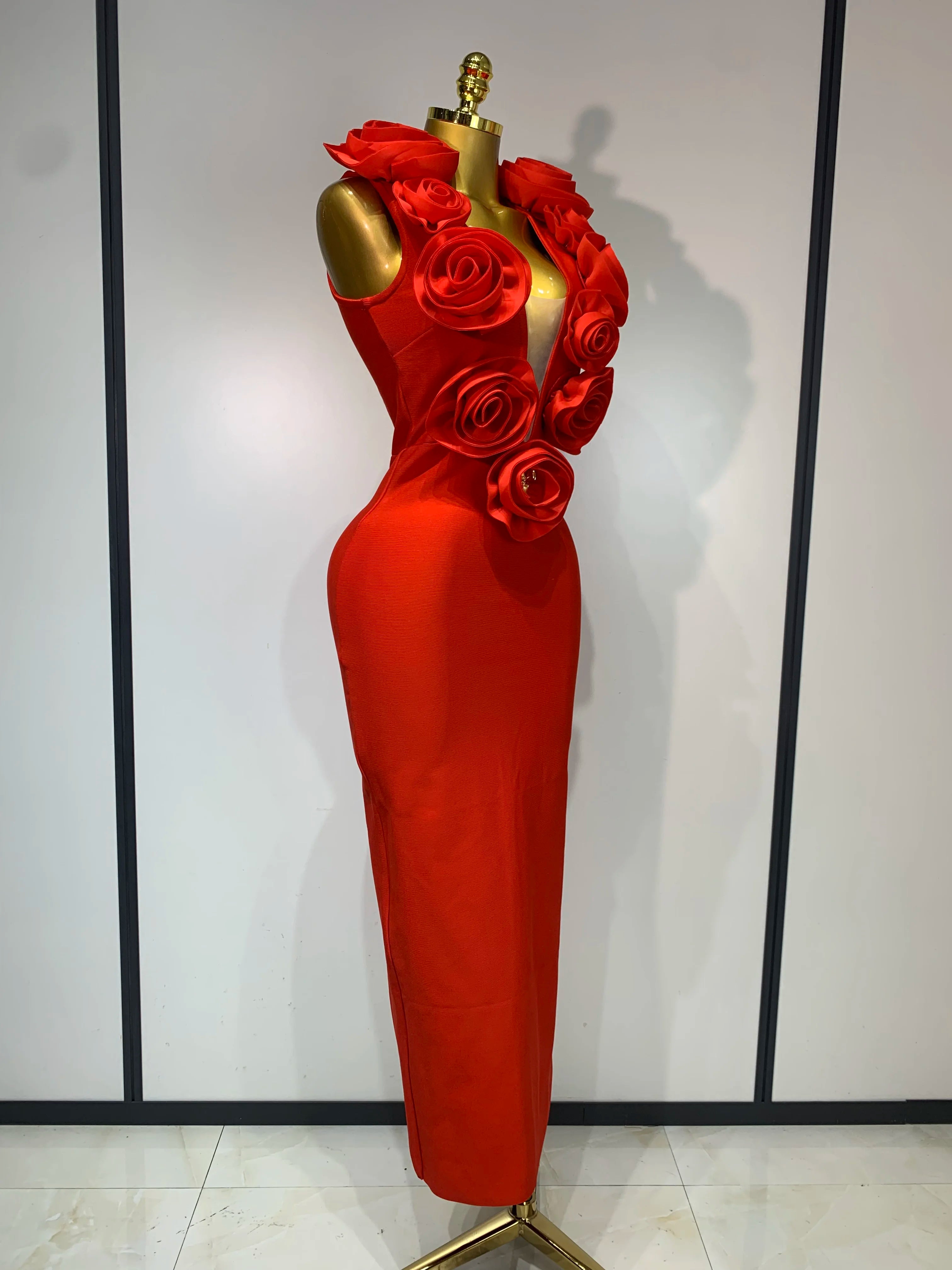 2025 New Fashion 3D Flower Sleeveless Bodycon Bandage Dress Women Celebrity Elegant Party Club Luxury Birthday Dress Vestidos ﻿