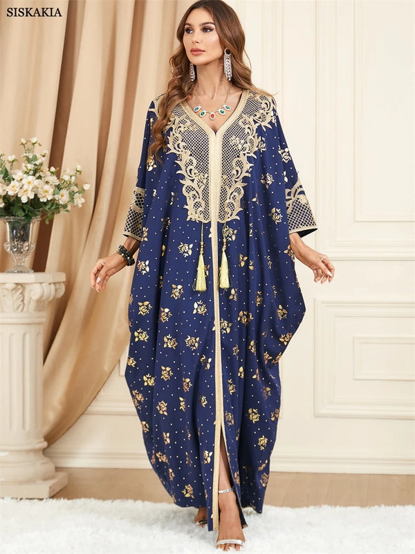 Kimono Abaya Dubai Luxury Dress Muslim Fashion Tassel Batwing Sleeve Casual Loose Moroccan Kaftan Women's Jalabiya Ramadan