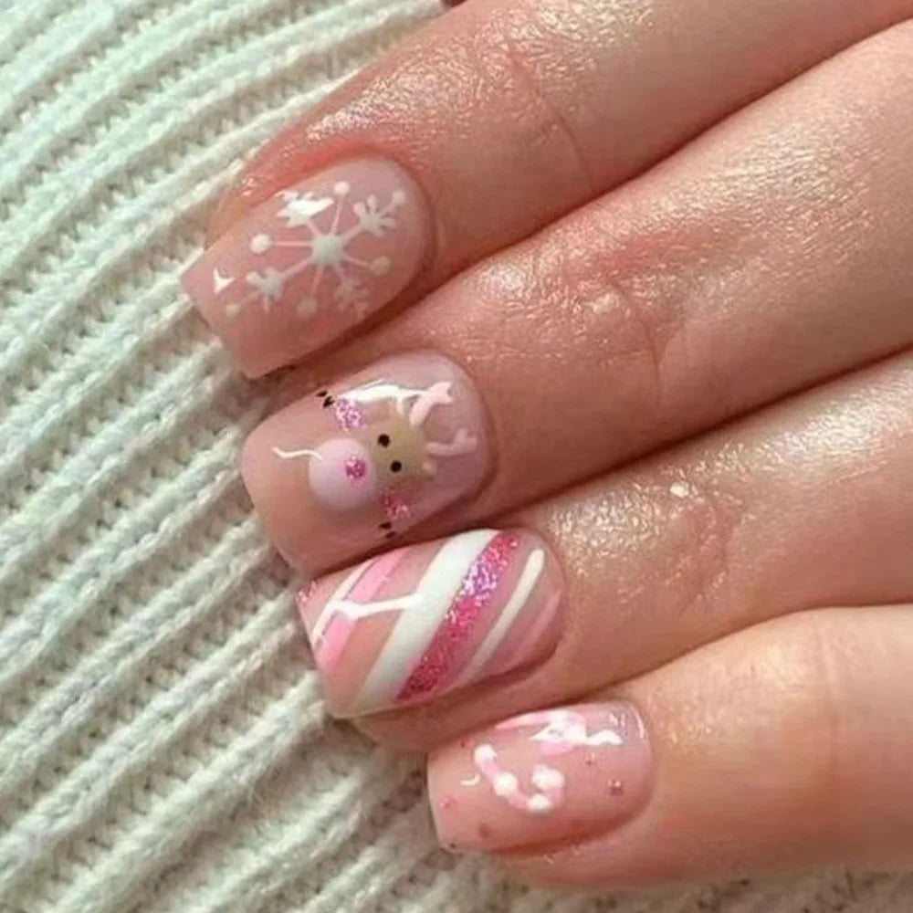 Pink Purple False Nails Y2K Press on Nails Full Cover French Ballet Fake Nails Tips for Women Girls Halloween Christmas Party