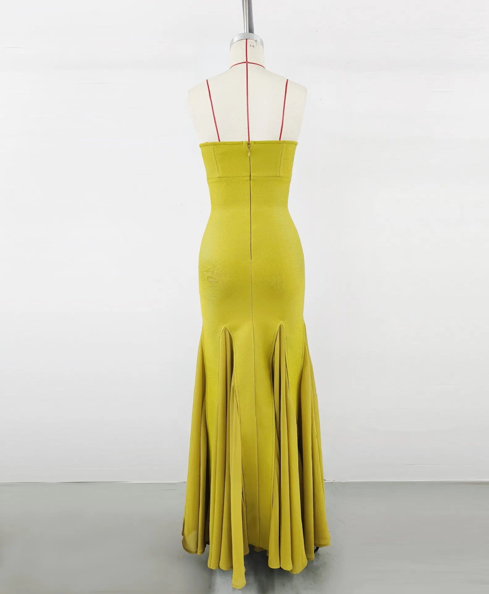 2025 New Fashion Yellow Color Women Sexy Strapless Bodycon Bandage Long Dress Celebrate Birthday Party Evening Outfit Wholesale