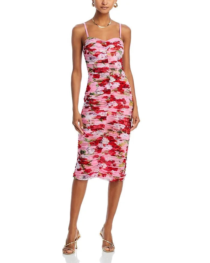 Print Color Women Sleeveless Sexy Strap Bodycon Mid-calf Dress Celebrate Nightclub Party Vacation Birthday Dress Wholesale