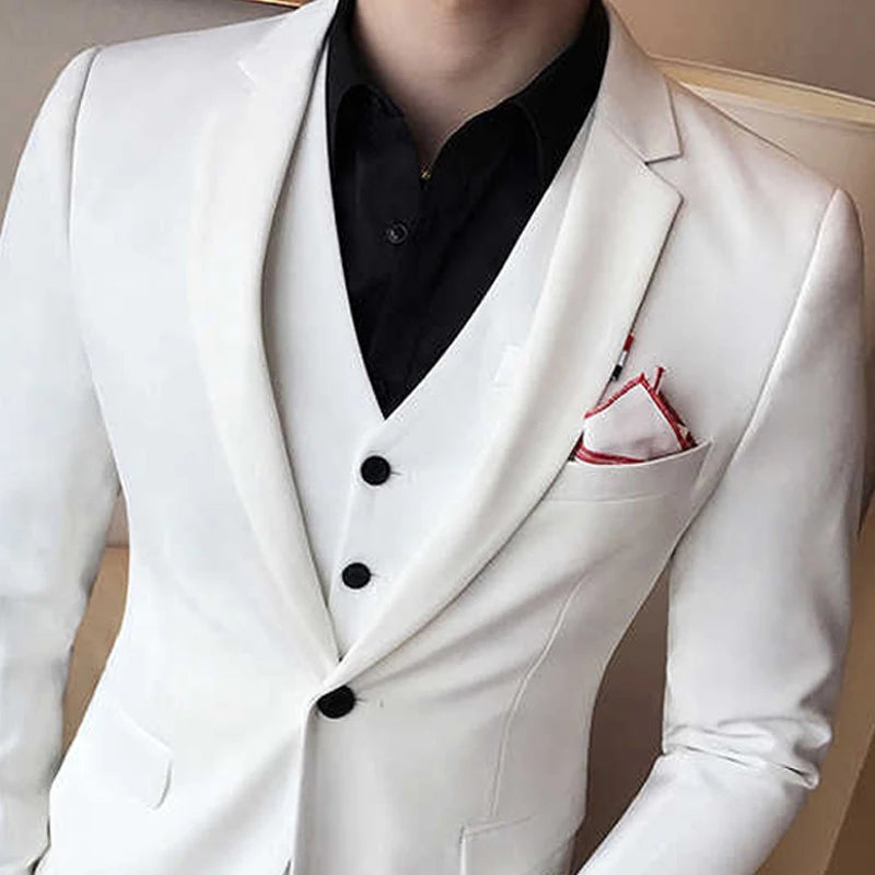 Slim fit Men Suits for Boyfriend 3 Piece Custom Groom Tuxedo with Notched Lapel Man Fashion Costume Blazer Vest with Pants 2023