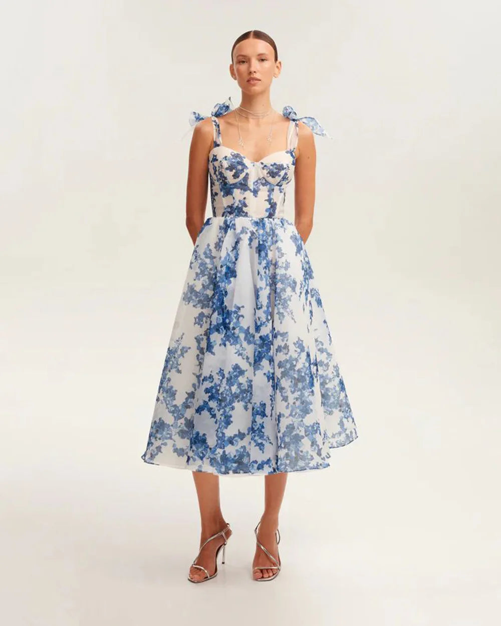 Pink Skyblue Color Women Sleeveless Square Collar A-Line Long Maxi Dress Celebrate Summer Vacation Beach Style Birthday Dress