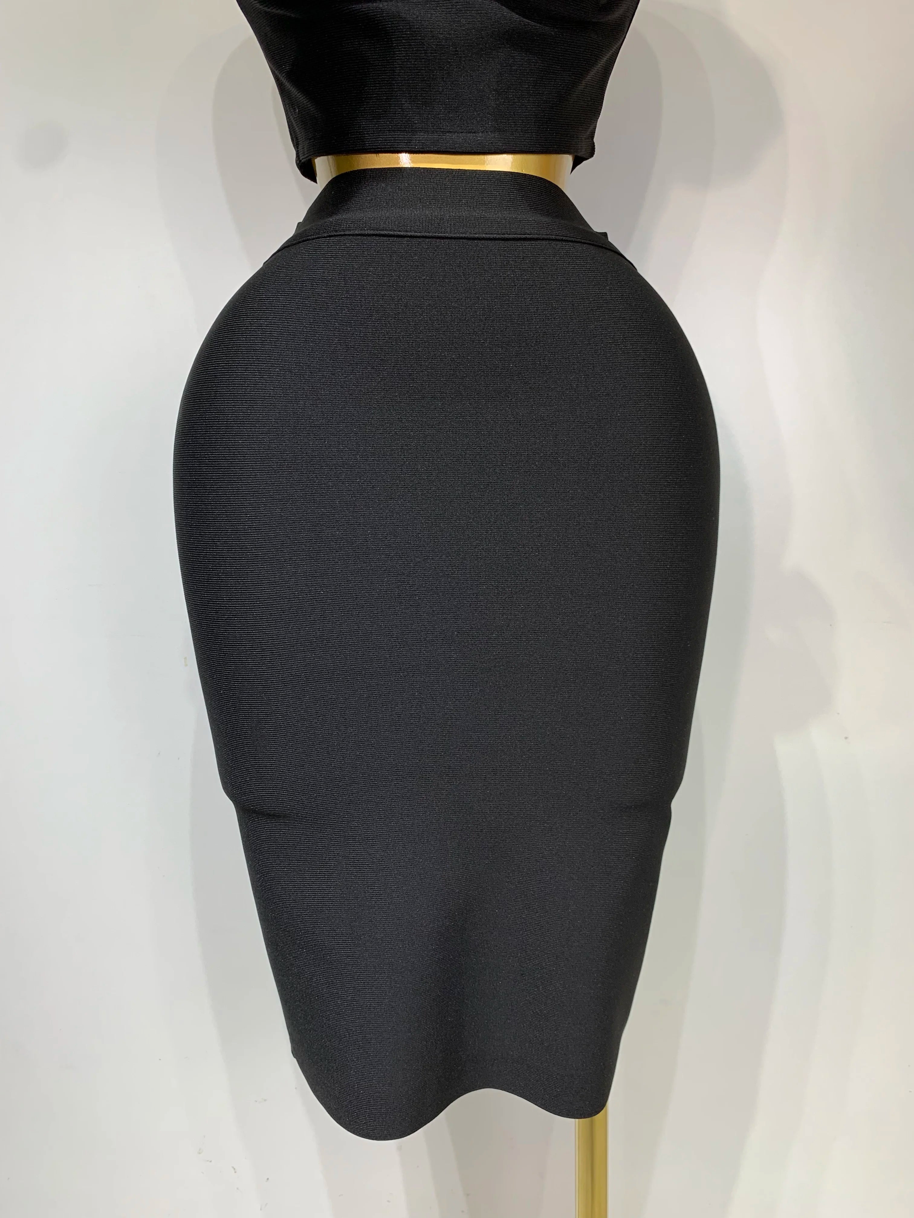 2025 New Arrival Women 3D Flower Black Bodycon Bandage Two Piece Set Designer High Waist Evening Party Club Birthday Skirt Set
