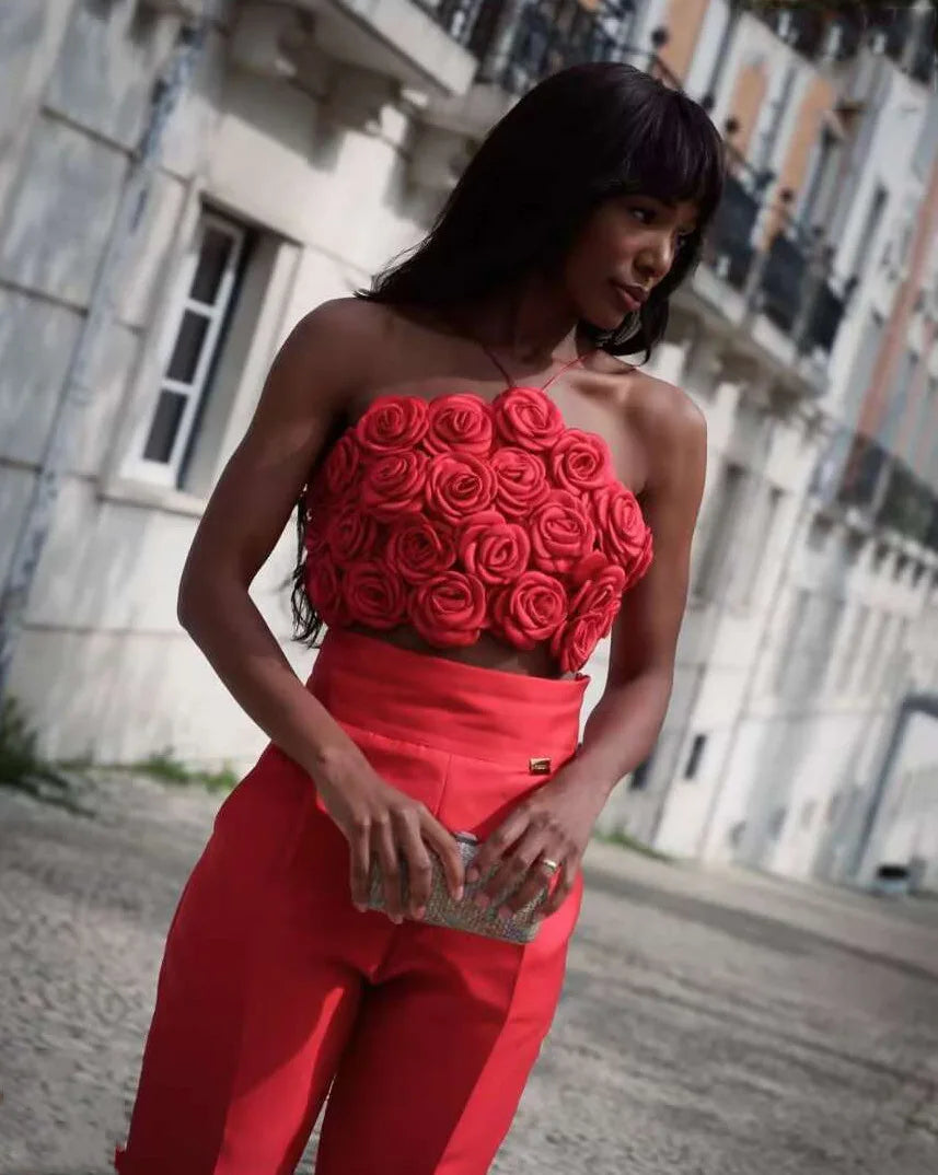 Hot Sale Black Red White Women Sexy Halter Off the Shoulder Backless Short Mini Camis Tops Florals Nightclub Party Wear