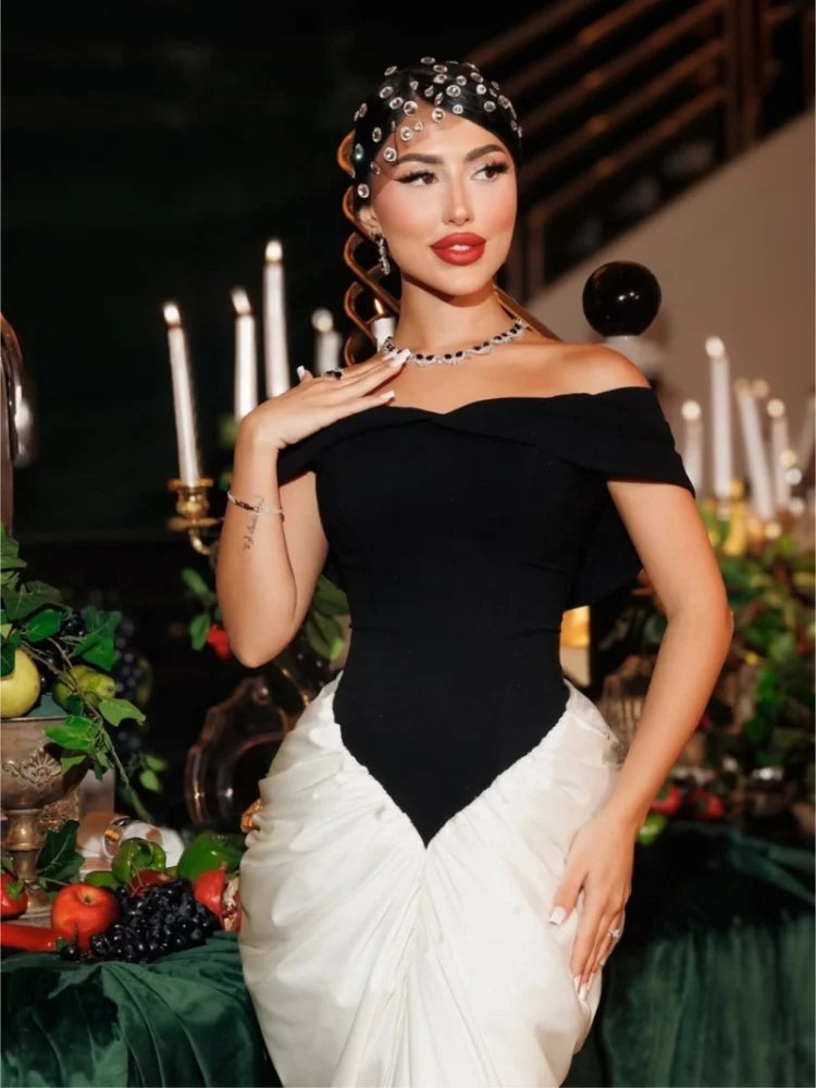 2025 New Arrival Women Sexy Off the Shoulder Laced-up Bodycon Long Maxi Dress Evening Party Celebrate Cocktail Outfit