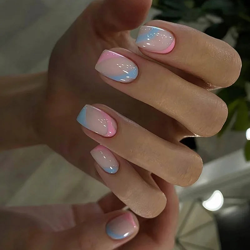 24Pcs Minimalist Short Square False Nail Solid White Color Press on Nails Wearable Reusable Fake Nails Tips for Women Girls 2025