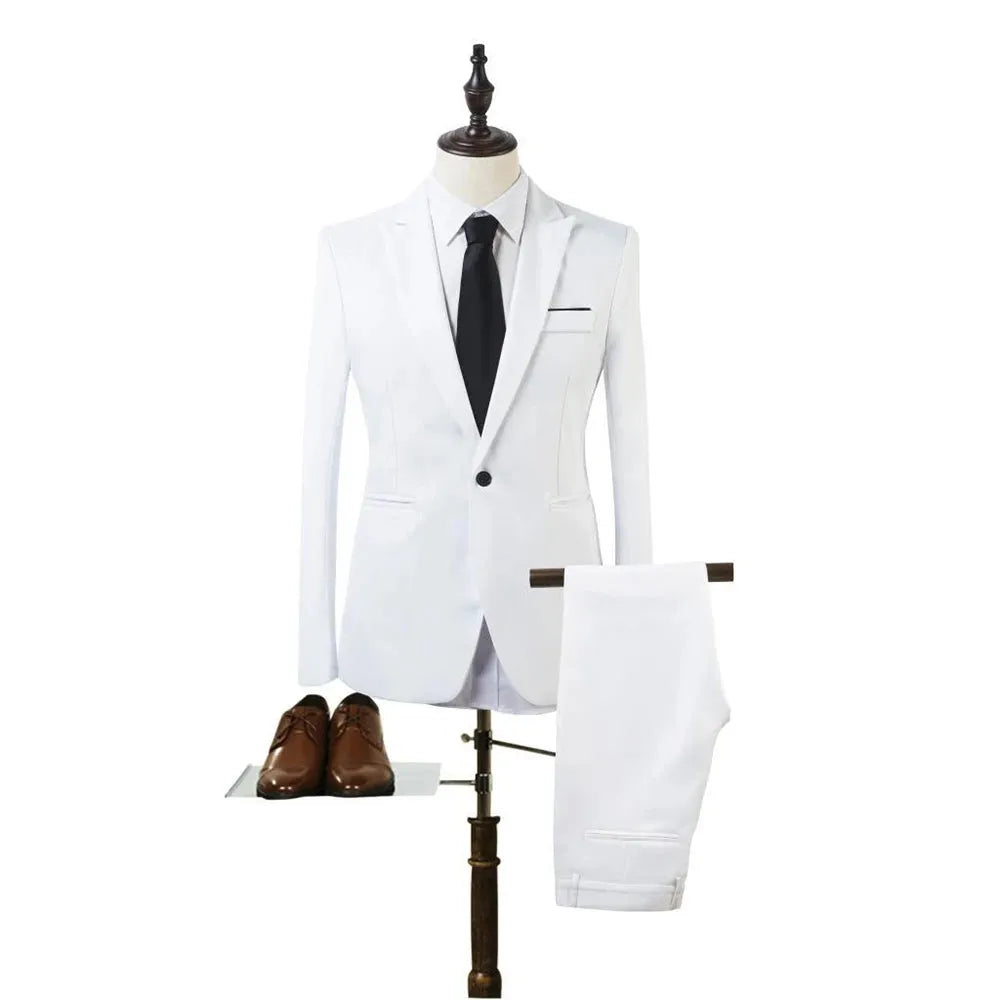 Men's Suits Formal Blazers Jacket Coat Pants Slim Business Suit Tuxedos Party Weddings Trousers Male Fashion Groom Tuxedos Suits White