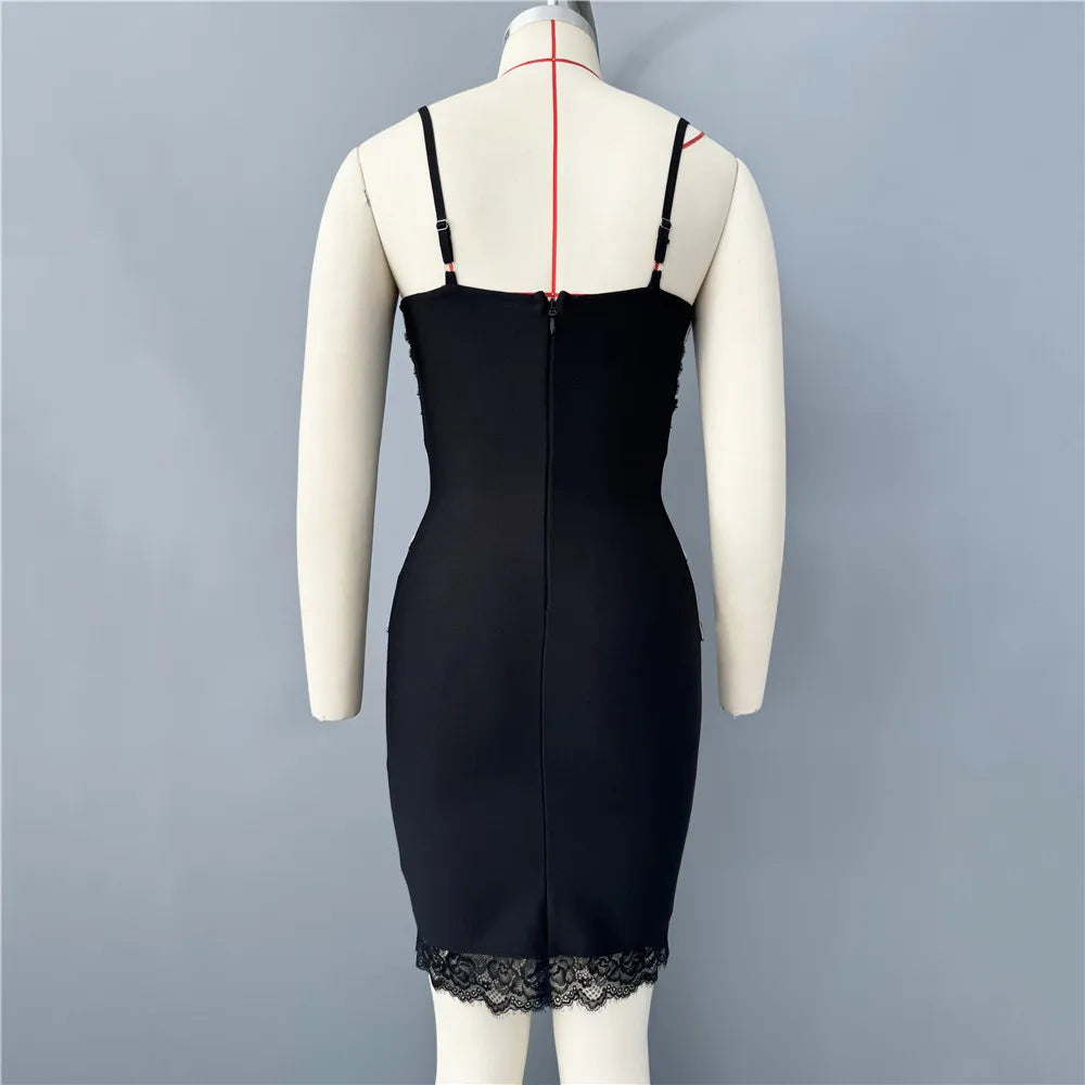 Top Quality Women Sexy Strap Shinning Crystal Bodycon Mini Bandage Dress Celebrate Nightclub Party Cocktail Birthday Outfit