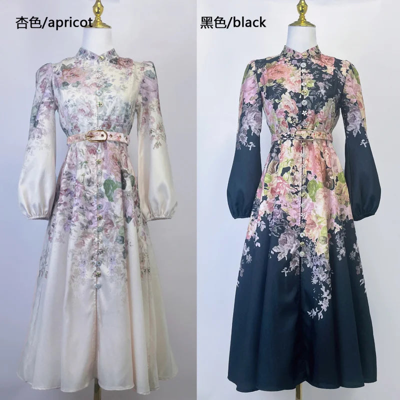 Shot Spot Australian Design Single-Breasted Sleeve Cotton Linen Spring And Summer New Midi Dress With Bel