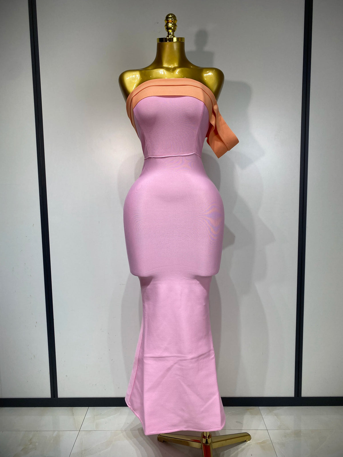 Women Sexy One Shoulder Color Block Bodycon Bandage Dress 2025 Celebrity Elegant Evening Club Luxury Birthday Party Outfit