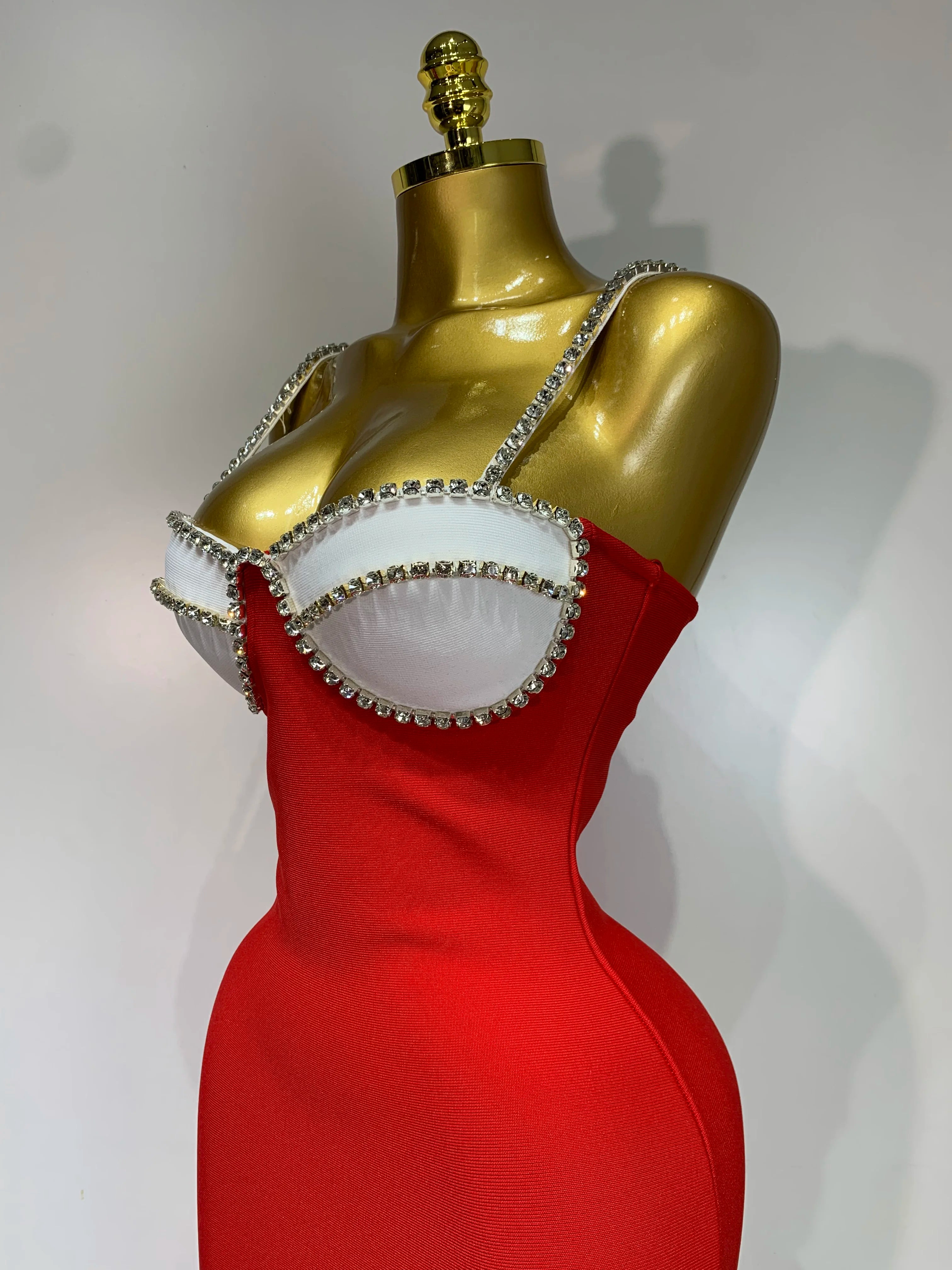 Women Sexy Backless Diamonds Red Maxi Long Bodycon Bandage Dress 2025 Celebrity Elegant Evening Club Luxury Birthday Party Dress
