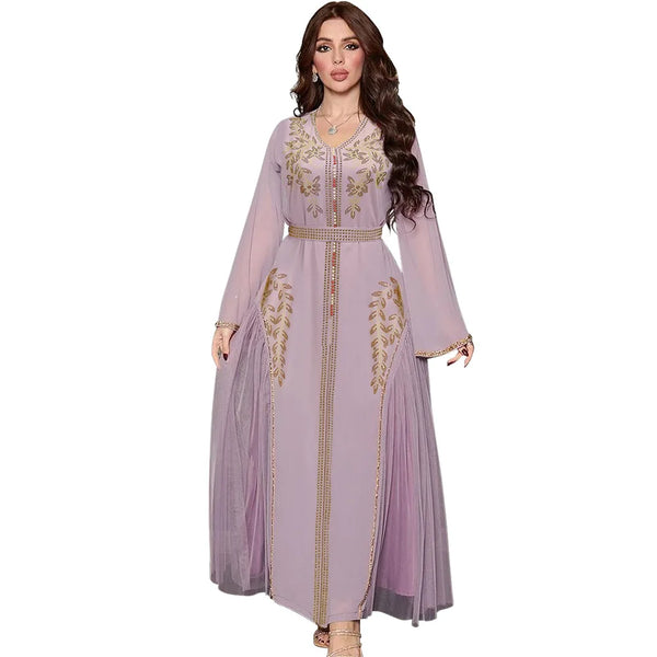 Luxury Abaya Diamonds Muslim Elegant Women Dresses Caftan Moroccan Dubai Kaftan Gown Evening Party Eid Mubarak Jalabiya Vestidos