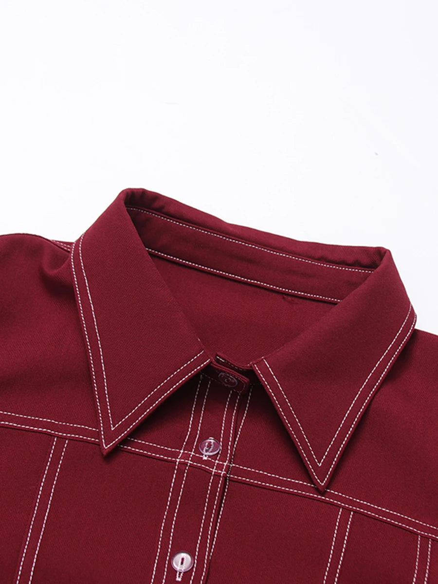 TWOTWINSTYLE Solid Slimming Spliced Single Breasted Elegant Jackets for Women Lapel Long Sleeves Patchwork Striped Jacket Female