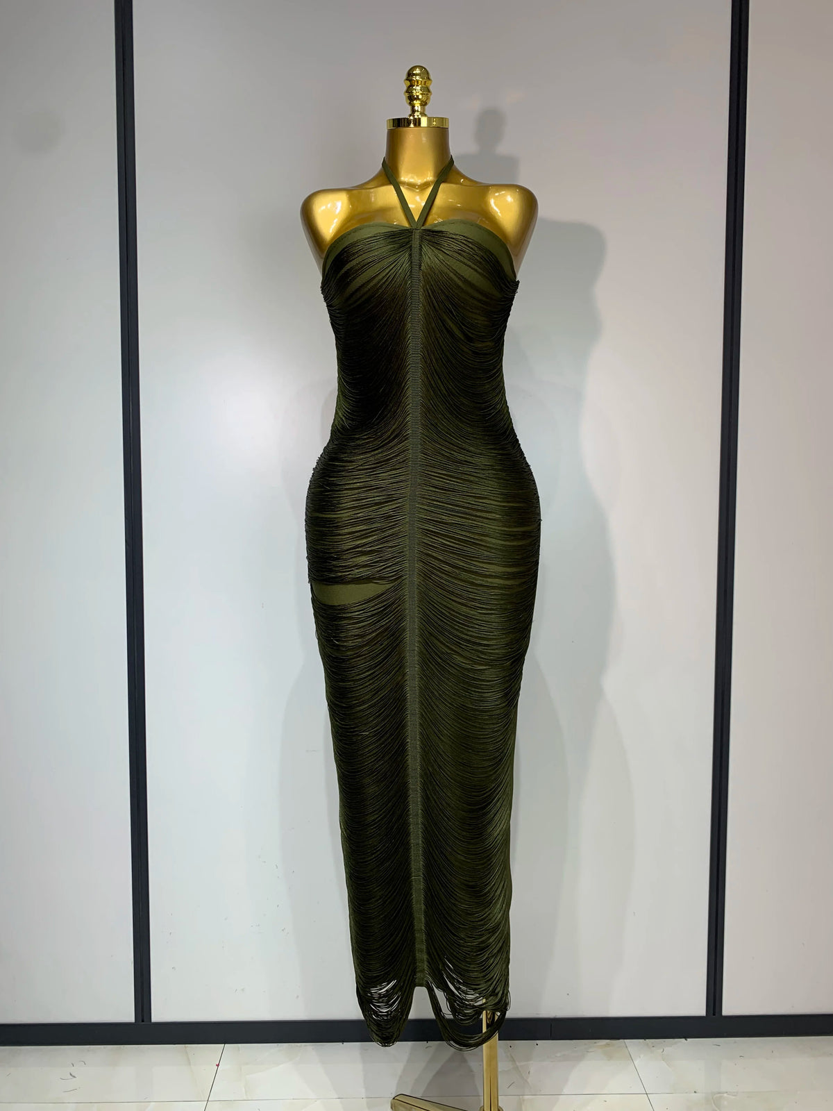 Women Sexy Celebrity Backless Halter Tassel Bodycon Bandage Dress 2025 Elegant Celebirty Evening Party Luxury Birthday Dress
