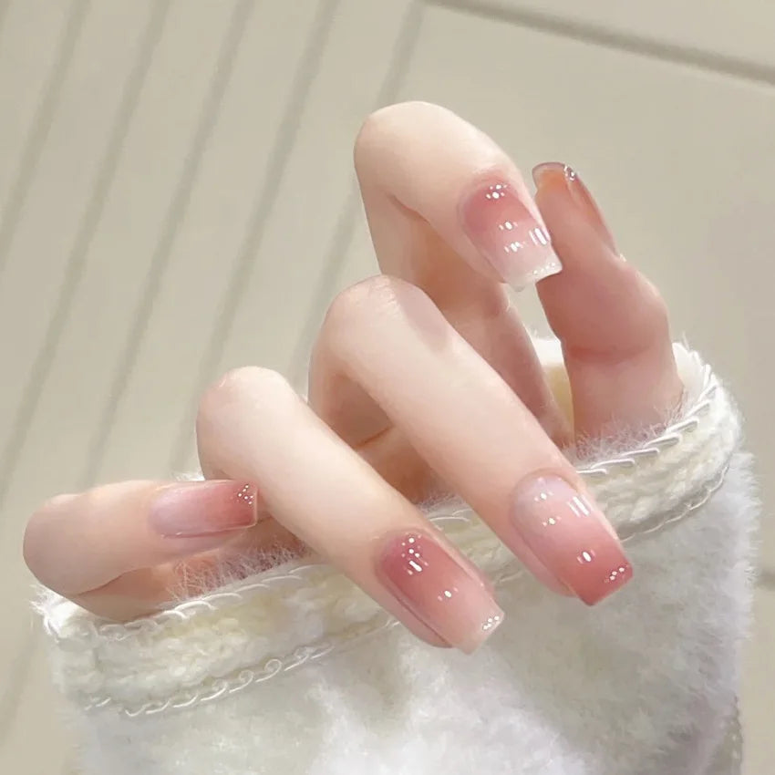 24Pcs Minimalist Short Square False Nail Solid White Color Press on Nails Wearable Reusable Fake Nails Tips for Women Girls 2025
