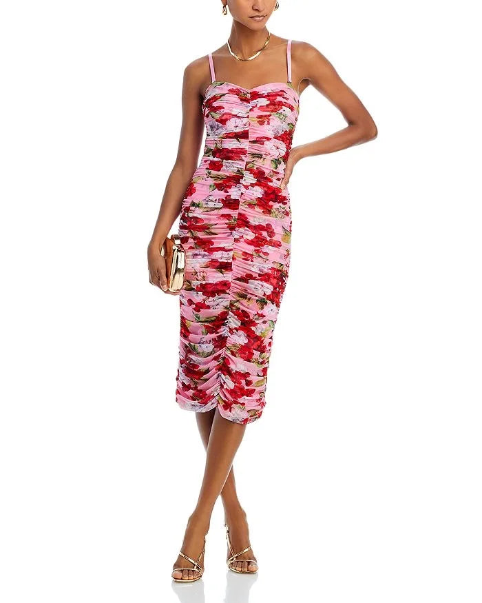 Print Color Women Sleeveless Sexy Strap Bodycon Mid-calf Dress Celebrate Nightclub Party Vacation Birthday Dress Wholesale