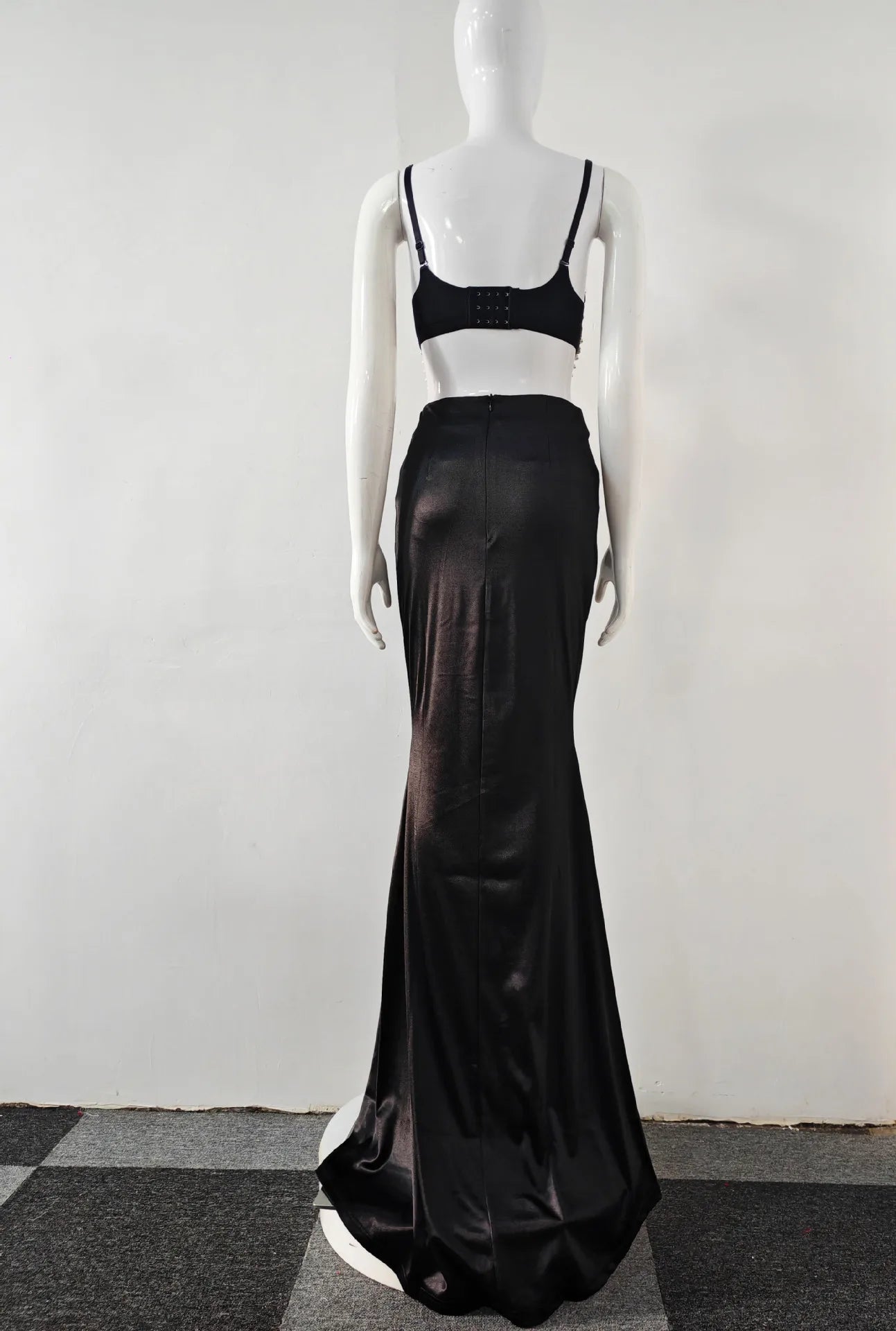 2025 New Summer Women Sexy Shinning Crystal Tops 2 Pieces Bodycon Long Dress Elegant Evening Birthday Party Cocktail Outfit
