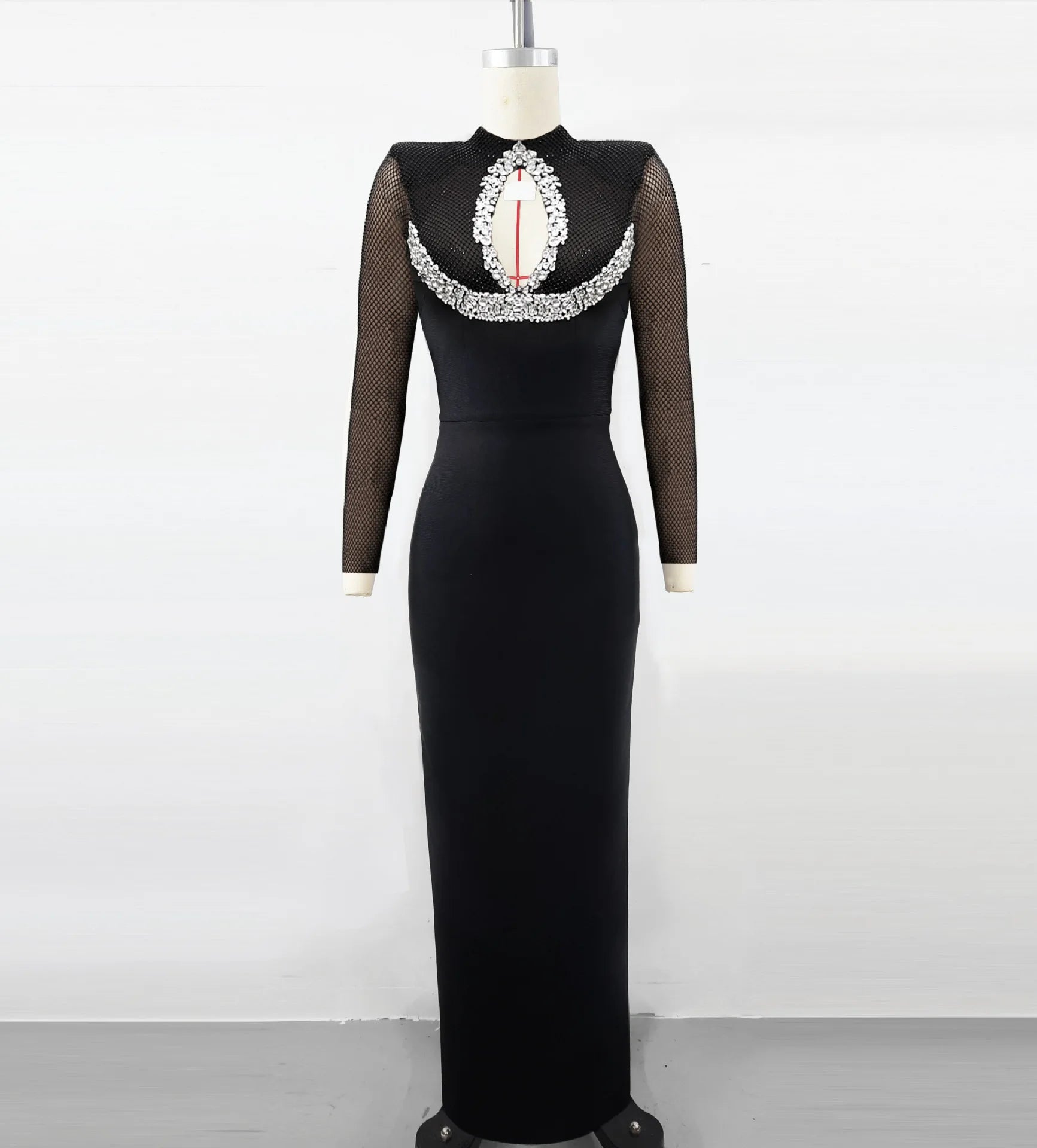 2025 New Women Long Sleeve Sexy Keyholes Shinning Sequins Bodycon Long Bandage Dress Elegant Evening Party Celebrate Wear