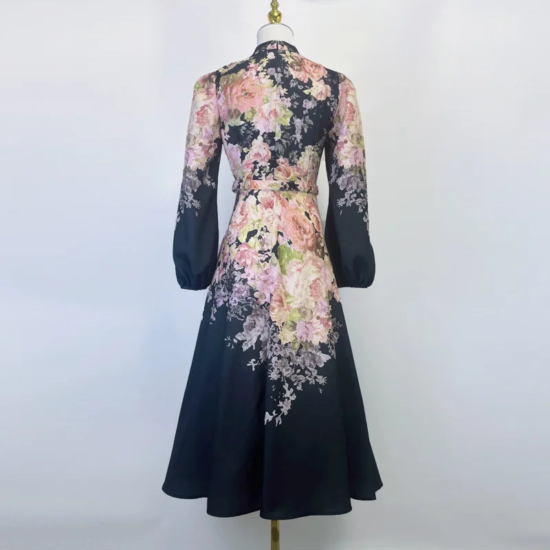 Shot Spot Australian Design Single-Breasted Sleeve Cotton Linen Spring And Summer New Midi Dress With Bel