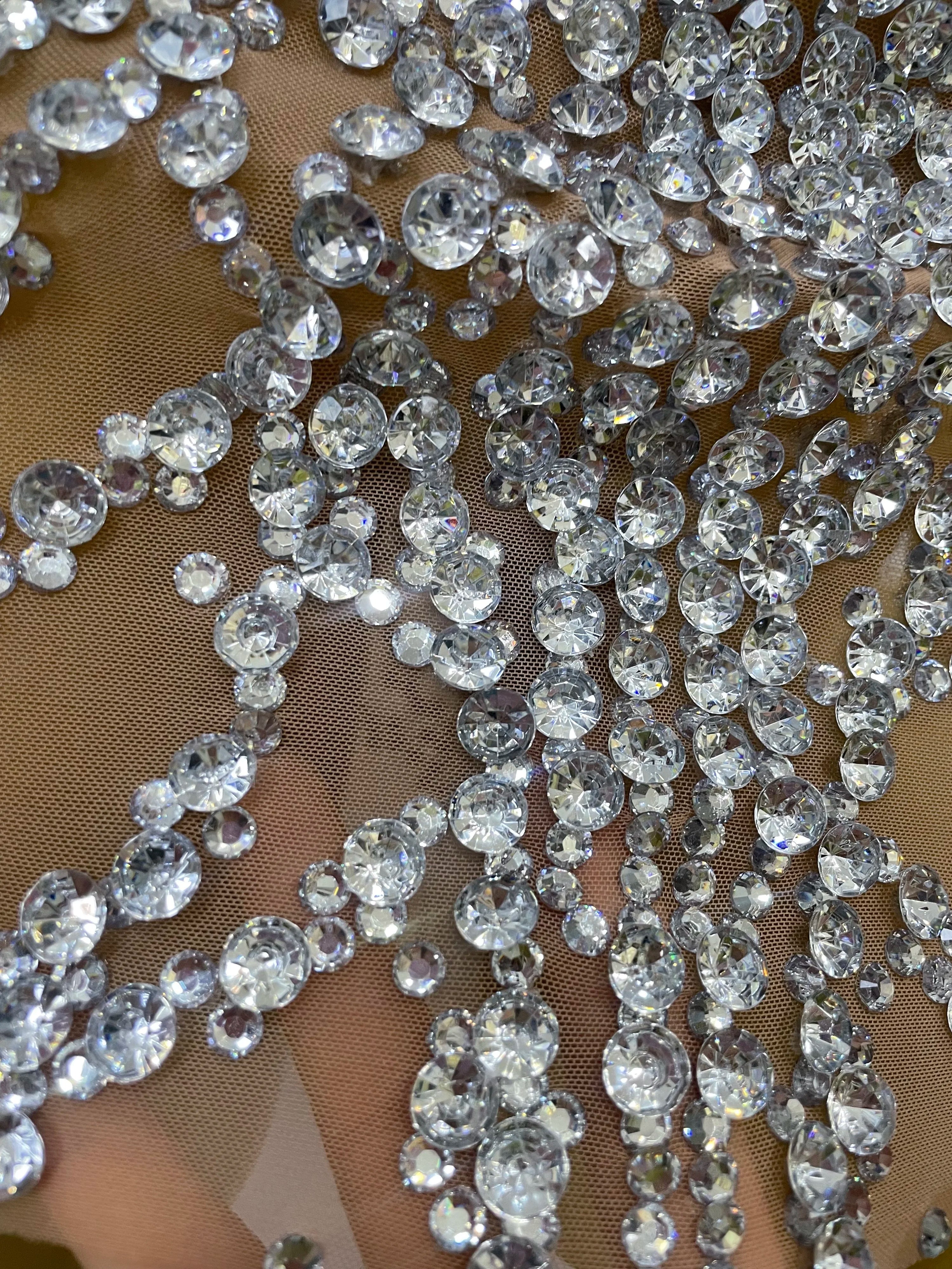 STOCK Sparkly Rhinestones Sexy Mesh See Through Dress Party Evening Prom Celebrate Birthday Dress Singer Dancer Show Stage Wear