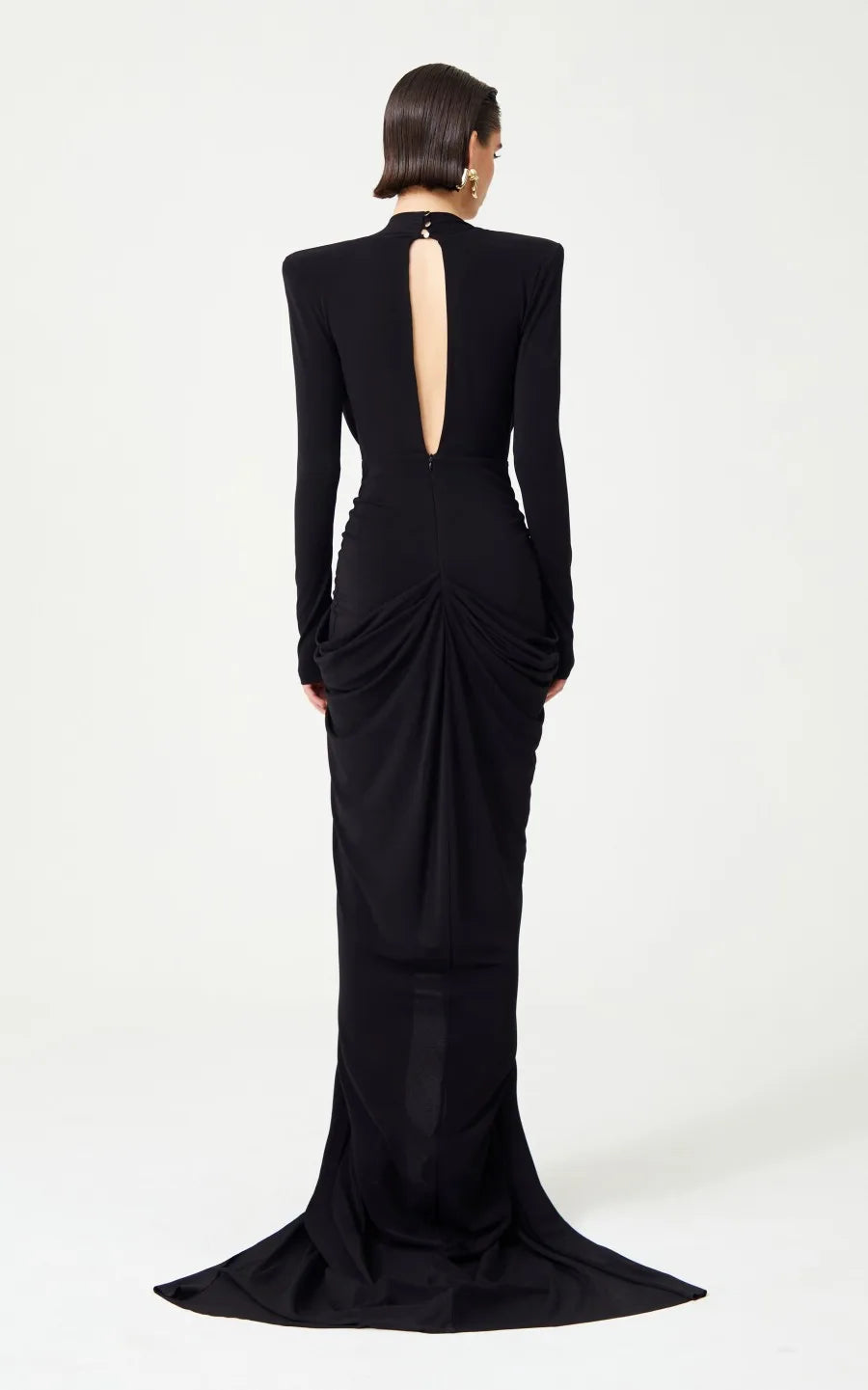 Women Long Sleeve Sexy Deep V-Neck Shinning Beading Bodycon Floor-length Dress Celebrate Evening Party Prom Cocktail Outfit