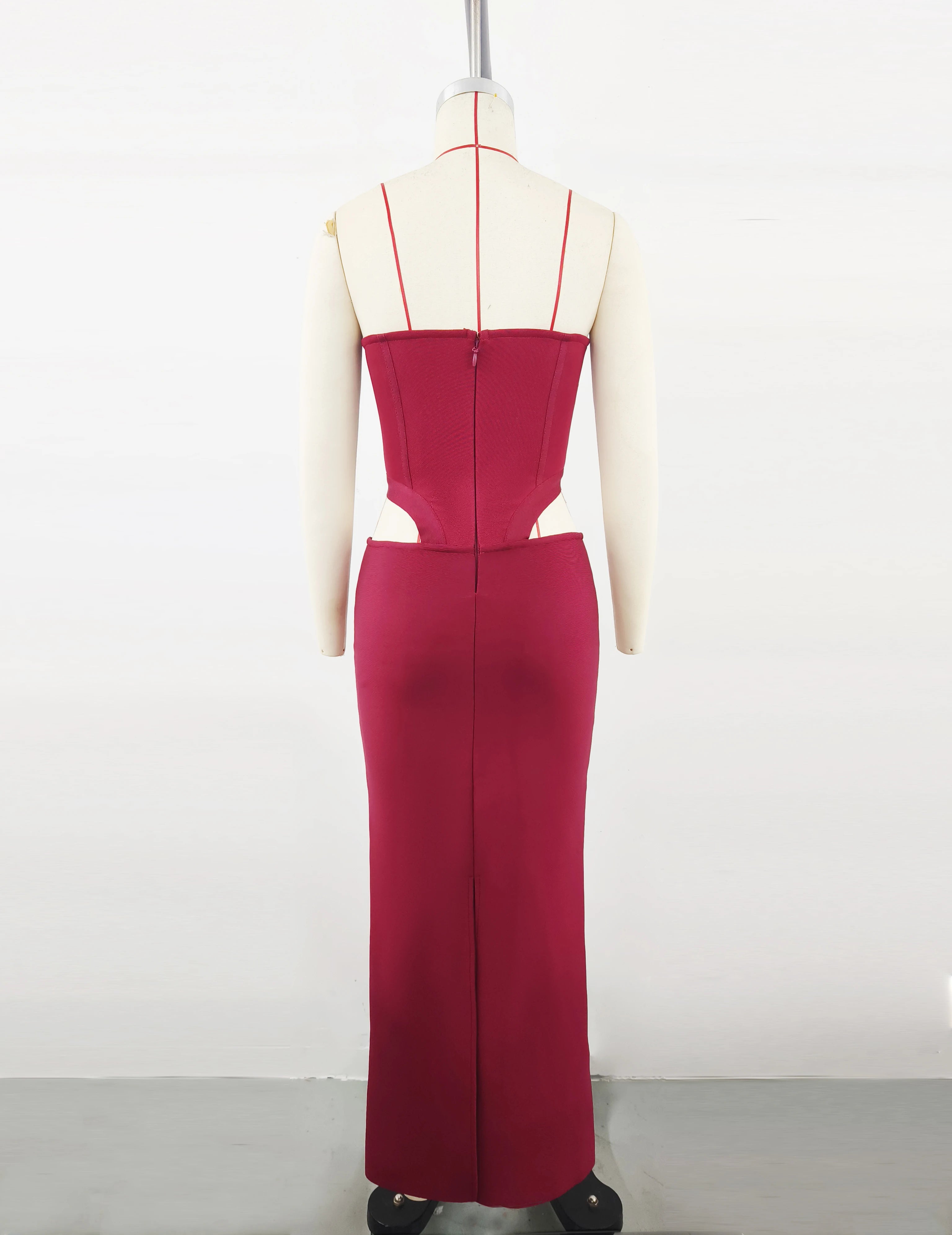 Wholesale Women Sexy Strapless Hollow Out Waist Bodycon Long Bandage Dress Wedding Mermaid Celebrate Birthday Party Outfit