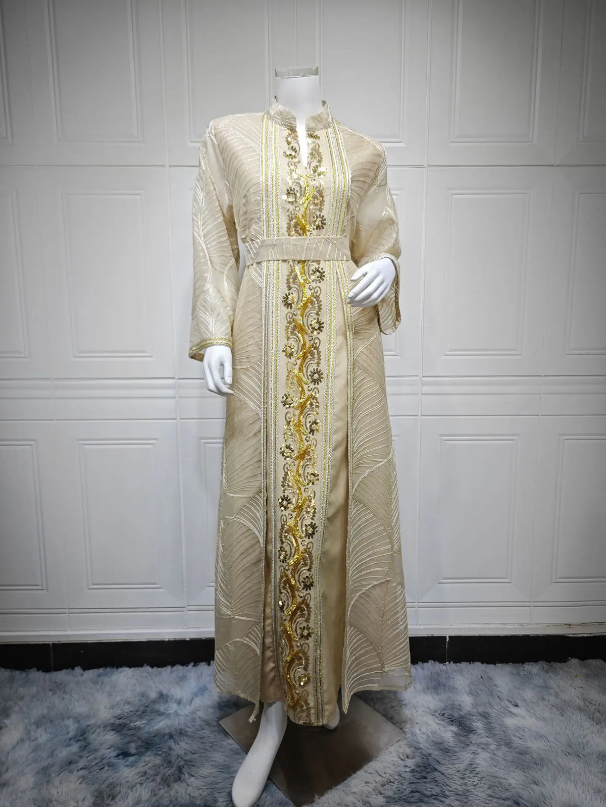 Uni New Dubai Luxury Sequins Embroidery Belt included Woman Evening Dress Stylish Muslim Elegant Maxi Abaya 2025