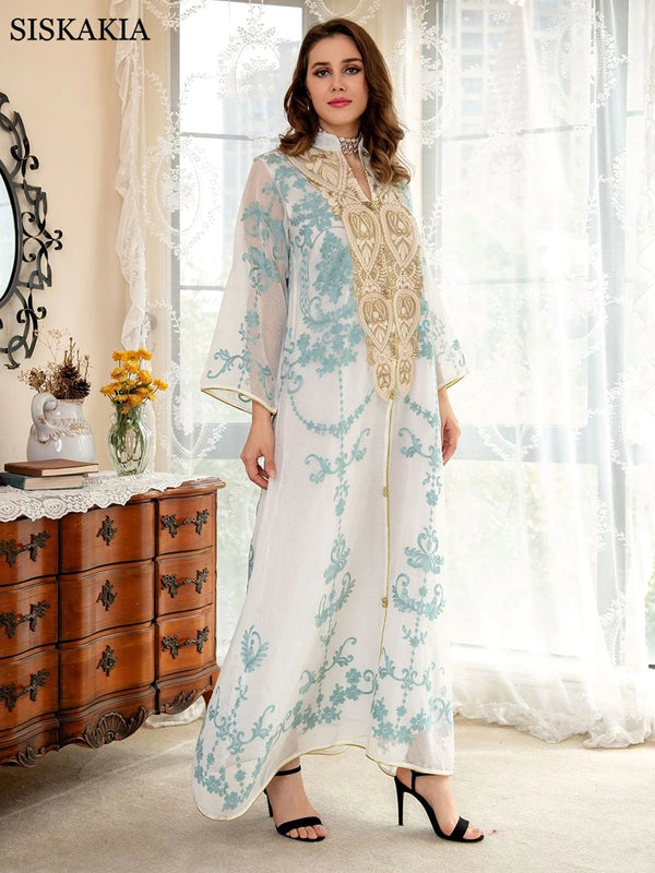 Moroccan Caftan Muslim Woman Dress Eid 2022 Luruxy Embroidered Turkey Arabic Oman Dubai Jalabiat Islamic Abayas Dresses Evening