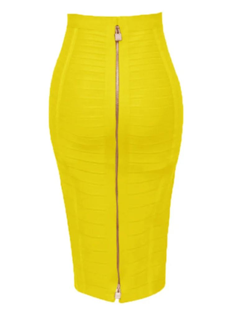 Shipping Plus Size XL XXL Summer Fashion Sexy Zipper Bandage Skirt 2022 Designer A Line Bodycon Pencil Skirt Faldas 58cm