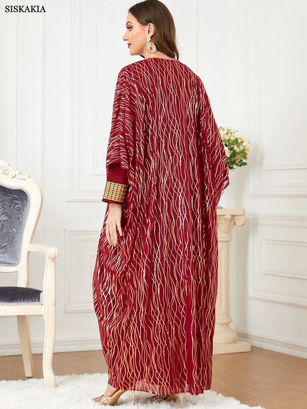 Elegant Casual Women's Dresses Abayas For Women Luxury 2 Piece Muslim Sets Embroidery Belted Kaftan Islamic Dresses Ramadan