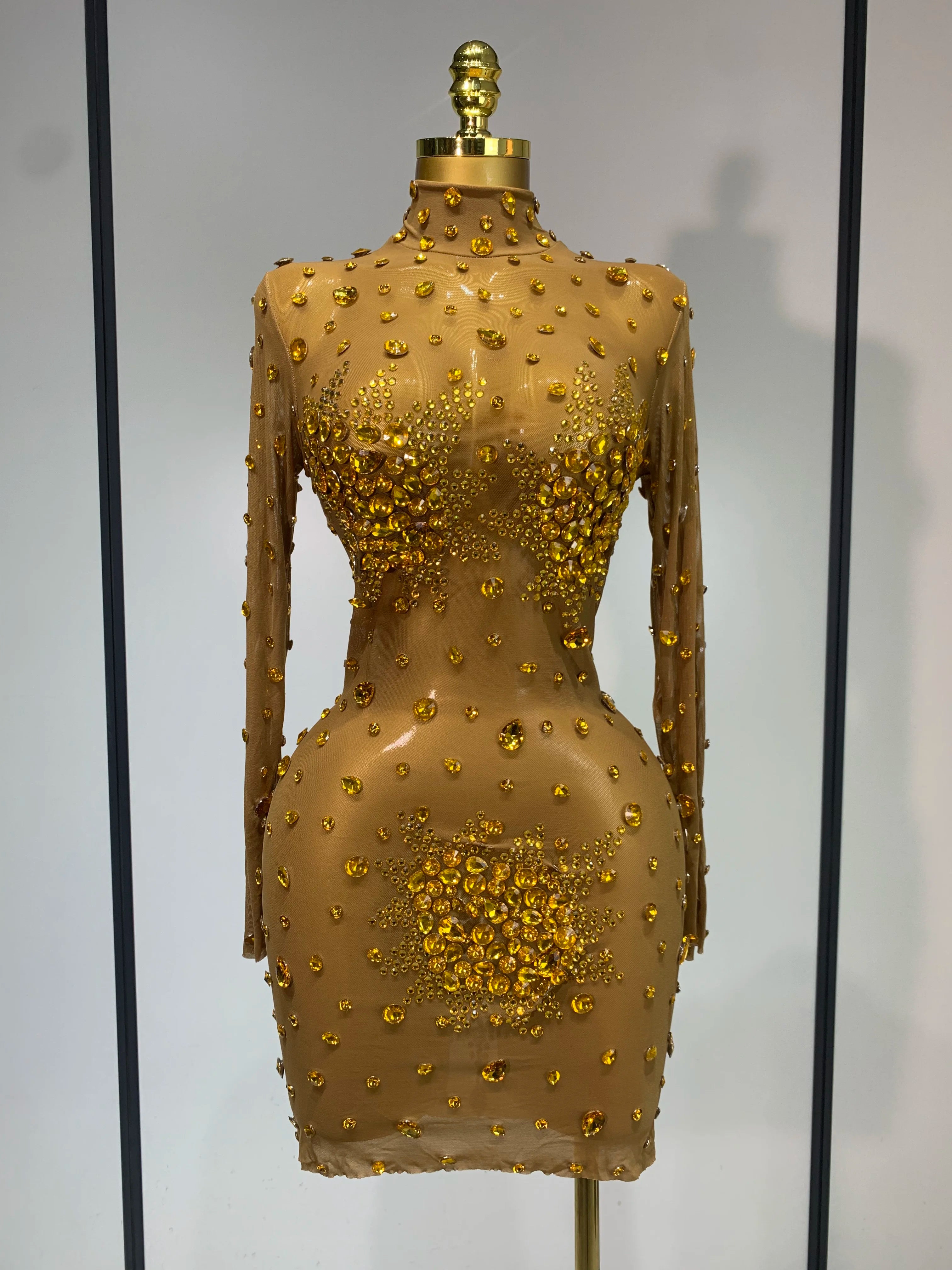High Quality Sparkly Rhinestone Sexy Bodycon Dress 2025 New Fashion Nightclub Stage Outfit Luxury Birthday Party Dresses