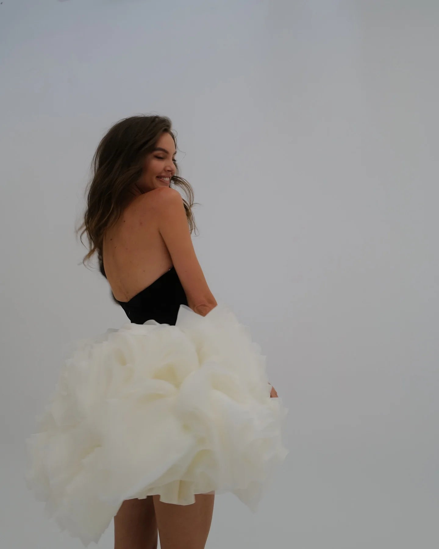 2025 New Summer Women Sexy Strapless Ball Gown Mini Cute Dress Big Florals Celebrate Birthday Party Photo Shoot Outfit