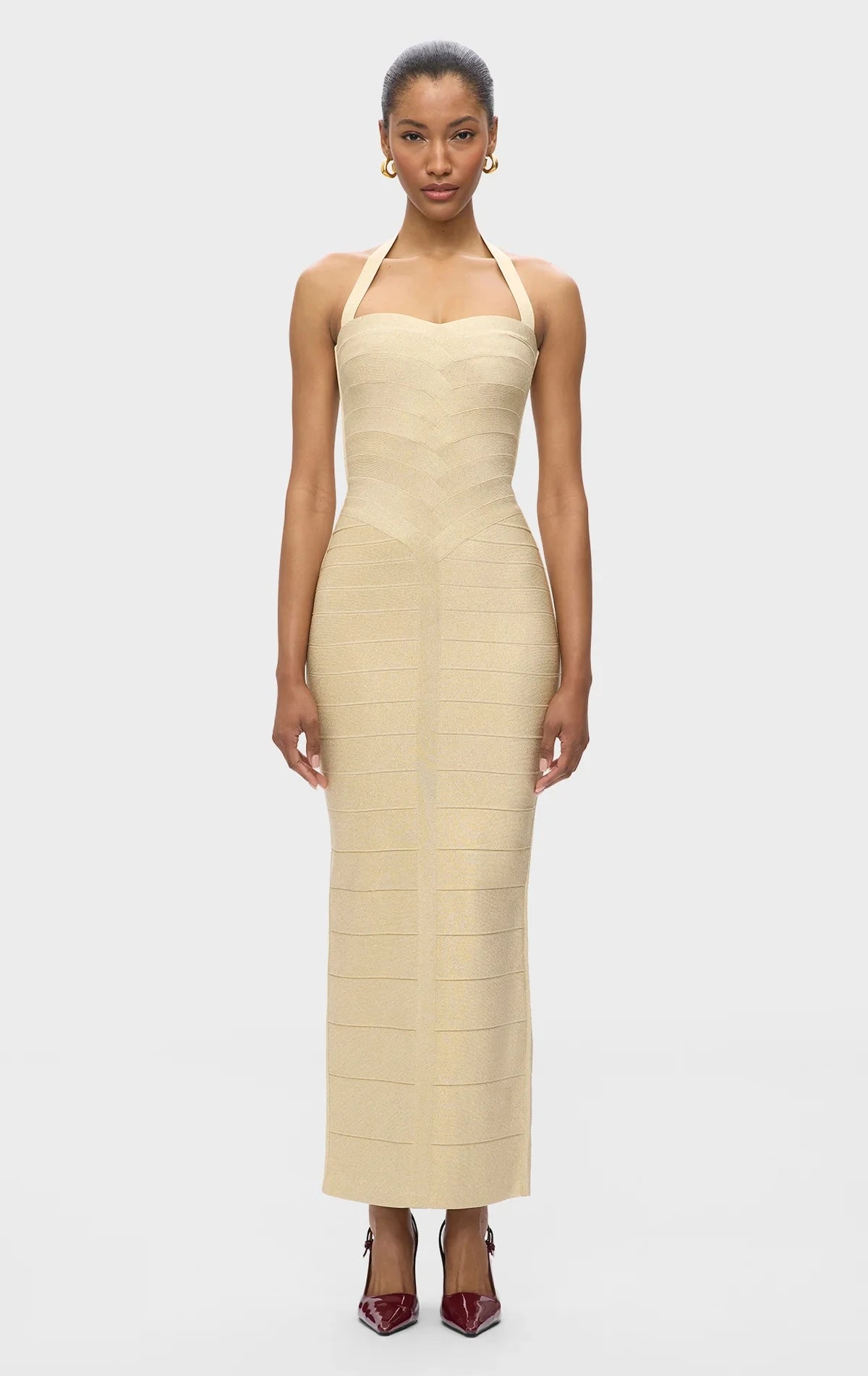 High Quality Women Sexy Halter Off the Shoulder Bodycon Long Bandage Dress Celebrate Evening Party Office Lady Cocktail Dress