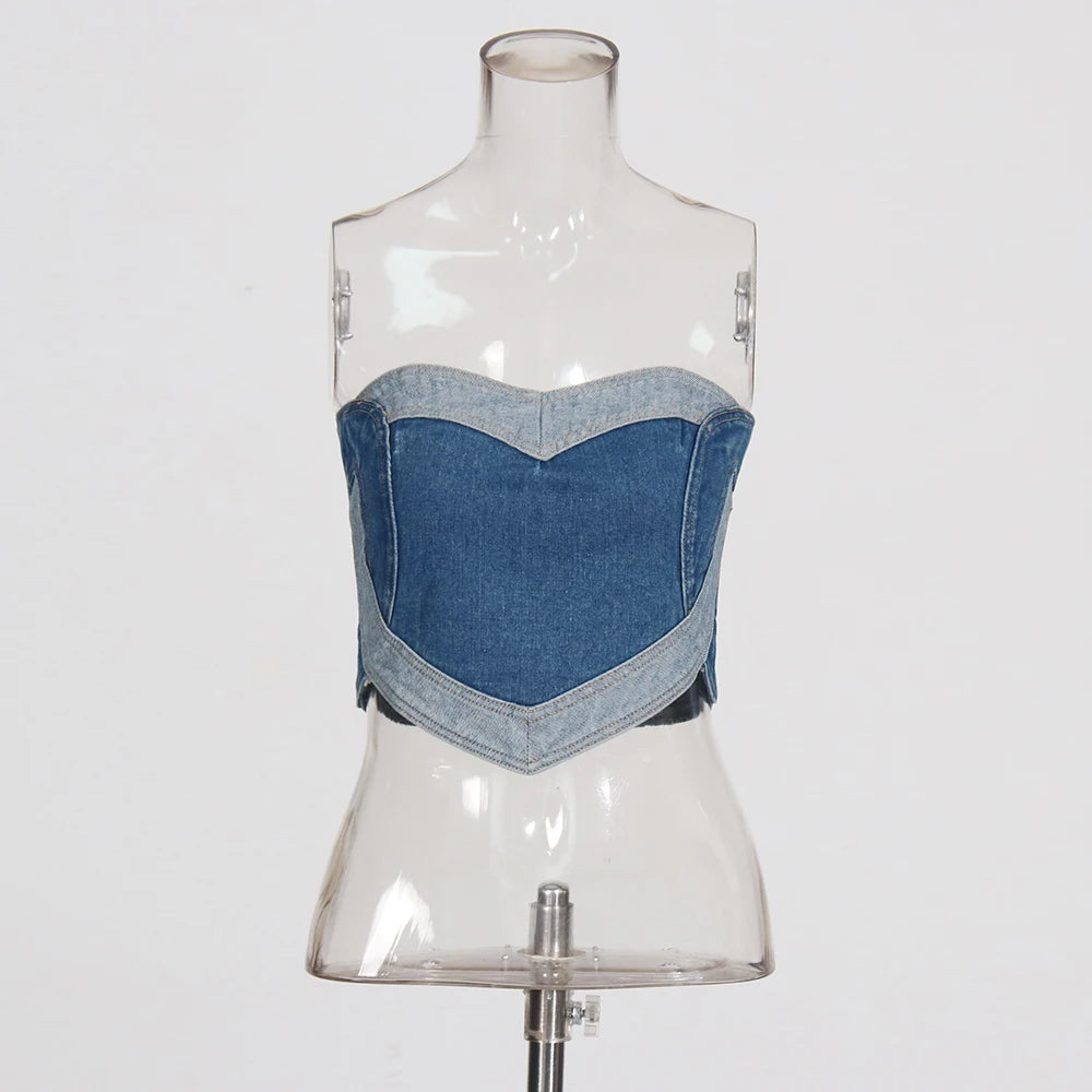 TWOTWINSTYLE Colorblock Vintage Tank Tops For Women Slash Neck Sleeveless Patchwork Folds Slimming Vest Female Fashion Clothing