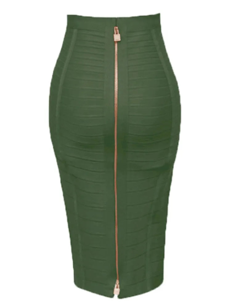 Shipping Plus Size XL XXL Summer Fashion Sexy Zipper Bandage Skirt 2022 Designer A Line Bodycon Pencil Skirt Faldas 58cm