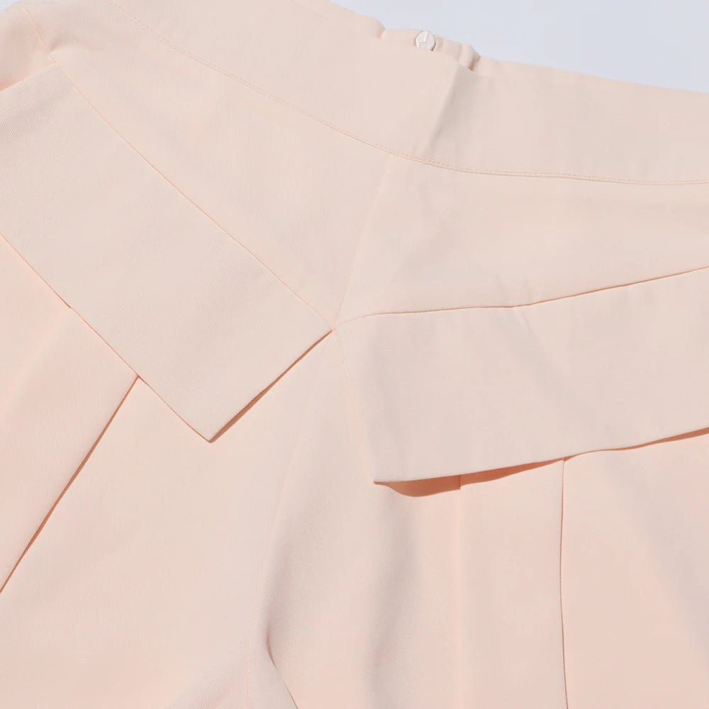 TWOTWINSTYLE Solid Minimalist Pants For Women High Waist Patchwork Folds Temperament Elegant Wide Leg Pant Female Fashion Cloth