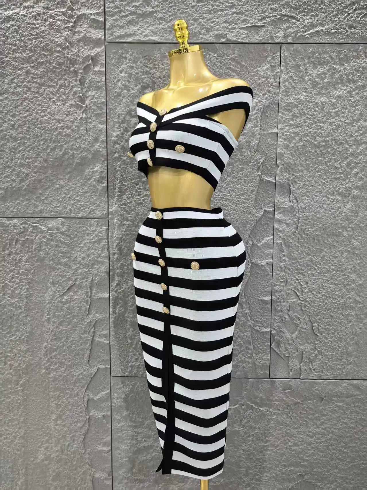 High Quality Women Sexy Slash Neck Off the Shoulder 2 Pieces Bodycon Long Bandage Dress Nightclub Party Bar Fashion Outfit