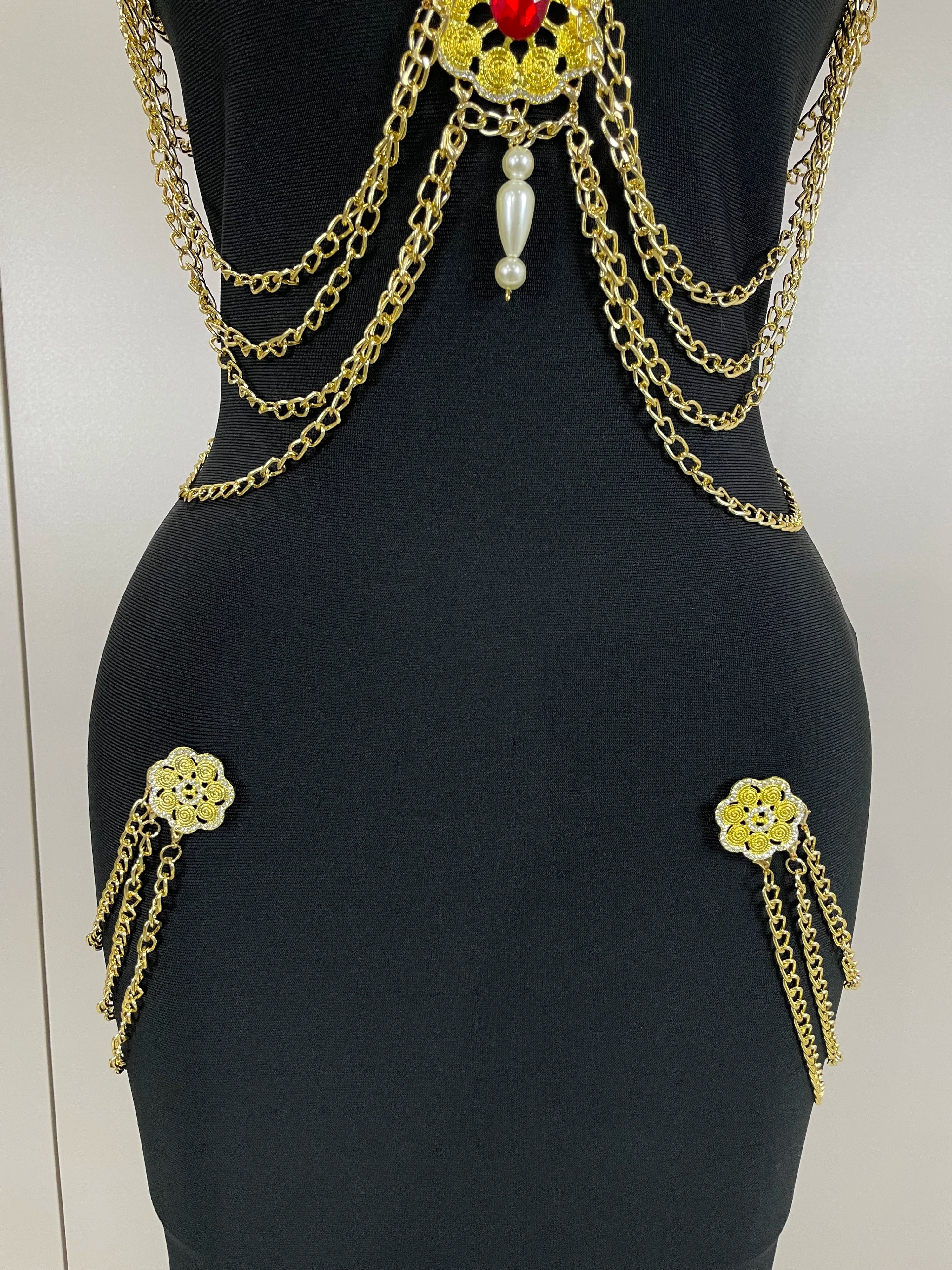2025New High Quality New Black Chain Spaghetti Strap V-Neck Split Bandage Dress Bodycon Celebrity Club Party Long Dress Vestidos