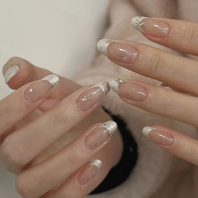 24Pcs Spring Wearing False Nails Short Almond Oval Nails with Red Love Rhinestone Designs Popular Nail Stickers for Spicy Girls