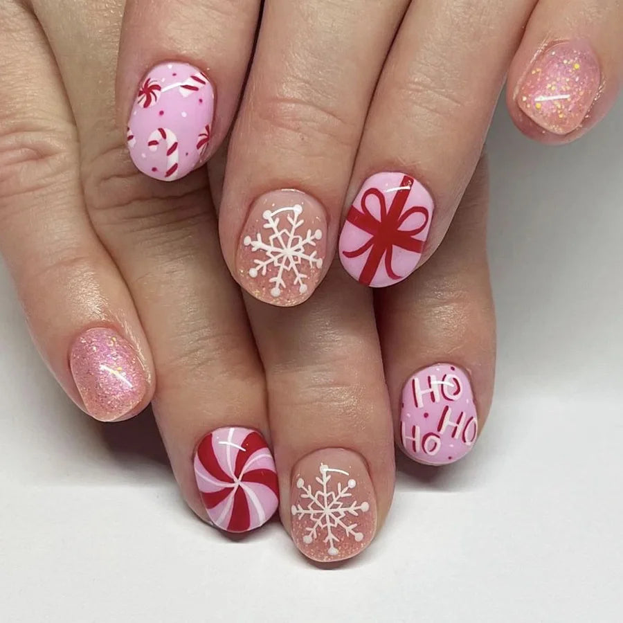 Pink Purple False Nails Y2K Press on Nails Full Cover French Ballet Fake Nails Tips for Women Girls Halloween Christmas Party