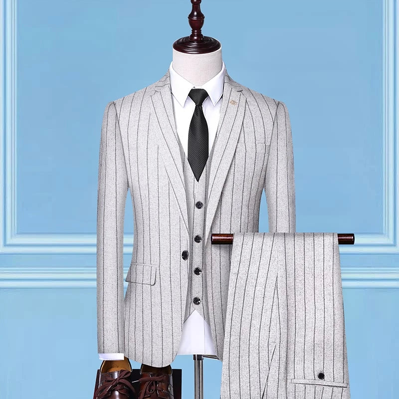 2023High-end boutique (suit + vest + trousers) new British wedding party trend slim-fitting dress casual formal three-piece suit