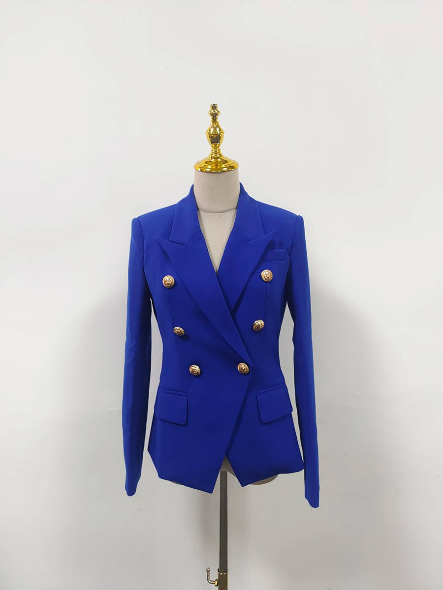 TWOTWINSTYLE Solid Slimming Fashion Blazer for Women Lapel Long Sleeves Patchwork Double Breasted Elegant Coat Female Clothing