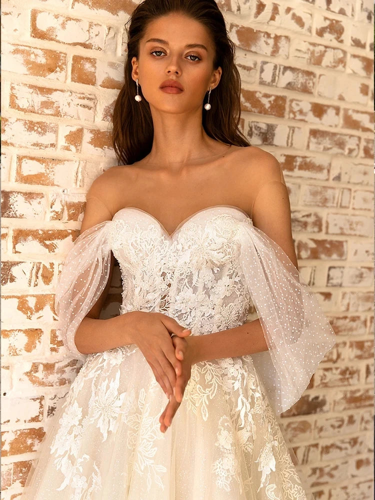 Robe De mariée Sexy en dentelle et cristal, col bateau, épaules dénudées, dos ouvert, robe De mariée dos nu