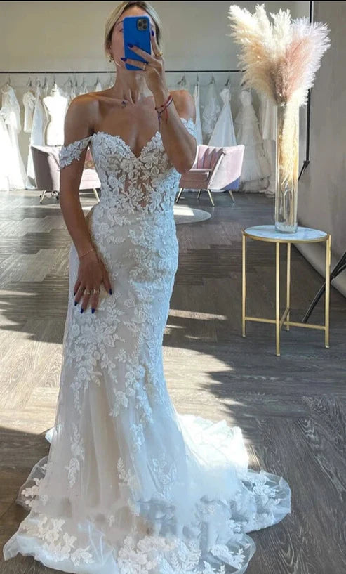 Modieuze zeemeermin bruidsjurk voor vrouwen lieverd kanten appliques backless vestido de casamento op maat gemaakt