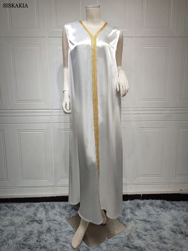Moroccan Caftan Luxury 2022 Silk Satin Elegant Lantern Sleeve 3pcs Dress Diamonds Abaya Muslim Sets Ramadan Dresses For Women