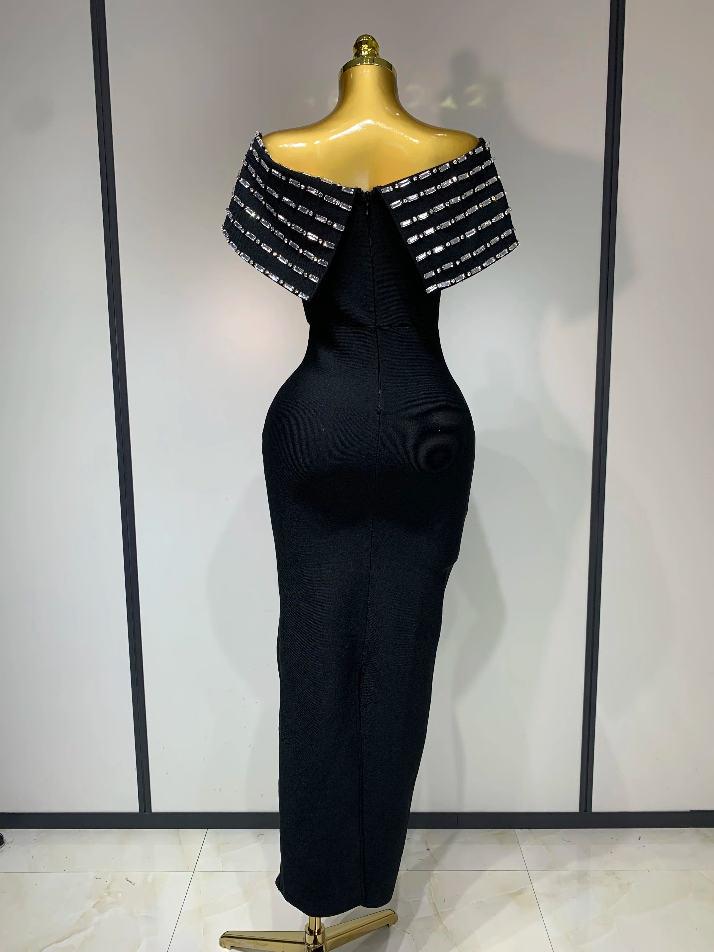 Fashion Sexy Strapless 2025 Black Off-shoulder Bodycon Bandade Dress Celebrity Cocktail Party  Luxury Birthday Wedding Dresses
