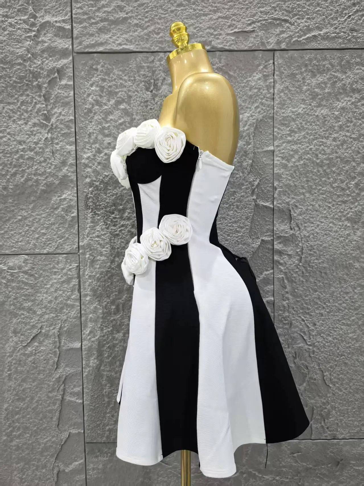 High Quality Women Sexy Strapless Florals Bandage A-Line Mini Dress Celebrate Birthday Party Girls' Date Vacation Dress