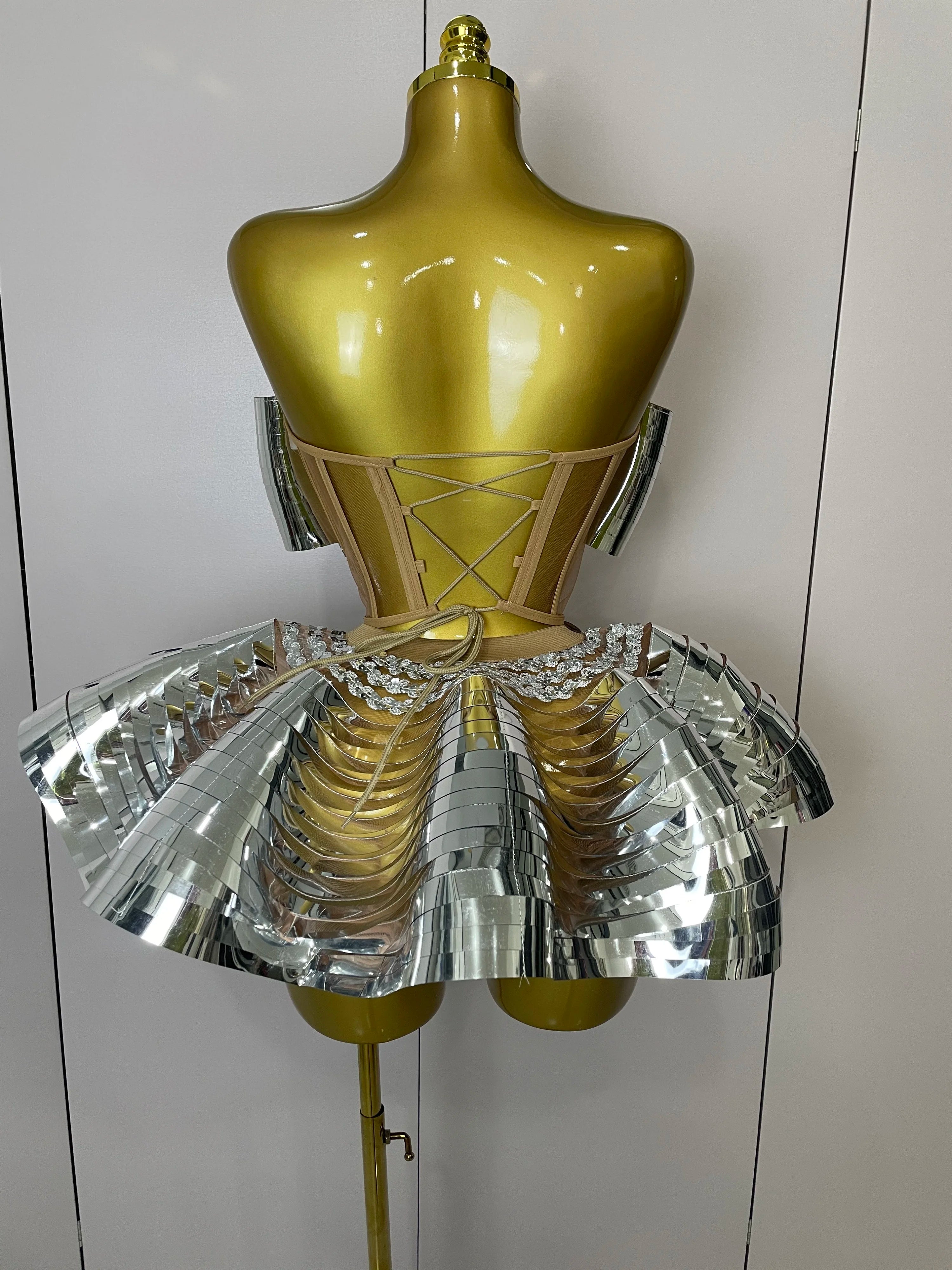 2025 Women Silver Sequins Rhinestone Sexy Backless Two Piece Set  Birthday Party Club Fancy Outfit Stage Performance Costume